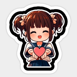 Do Good Little Japanee Girl Sailor Uniform Heart Giving Is Better Than Receiving Sticker